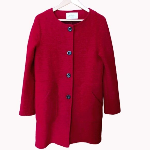 NWOT Autumn Fall Red WOOL Blend MADE IN ITALY Overcoat Jacket Sz M - Picture 2 of 7